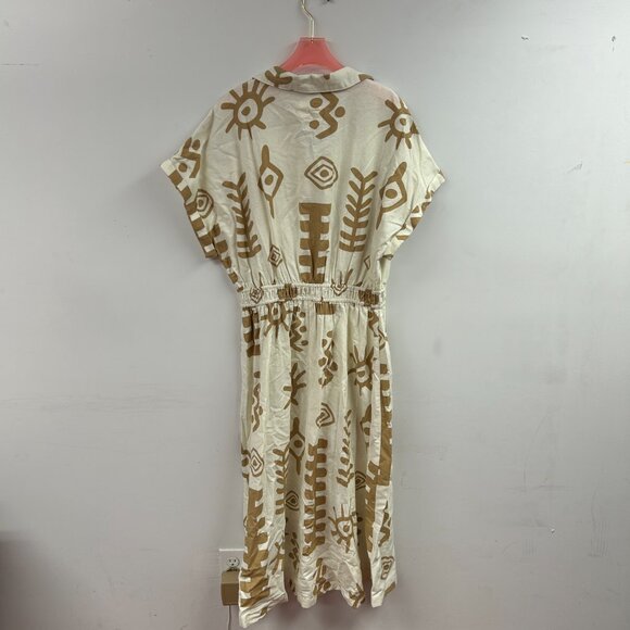 Abstract Print Button Down Midi Dress - WK9319 - Picture 2 of 2